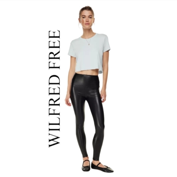 Wilfred Free | Aritzia | Size Small Black Faux Leather Leggings - Picture 1 of 7